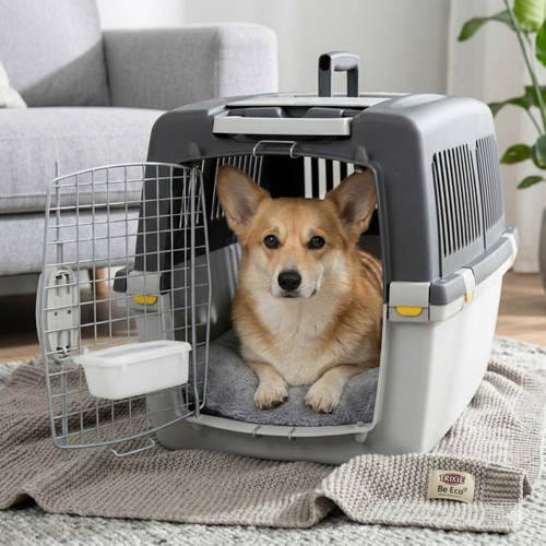 Trixie Transportbox Gulliver 4 IATA Vervoersbox Hond met Handvat | Lichtgrijs/Donkergrijs 72x52x51cm