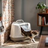 Moderna Jumbo Hoek Kattenbak met Klapdeurtje & Filter | Beige