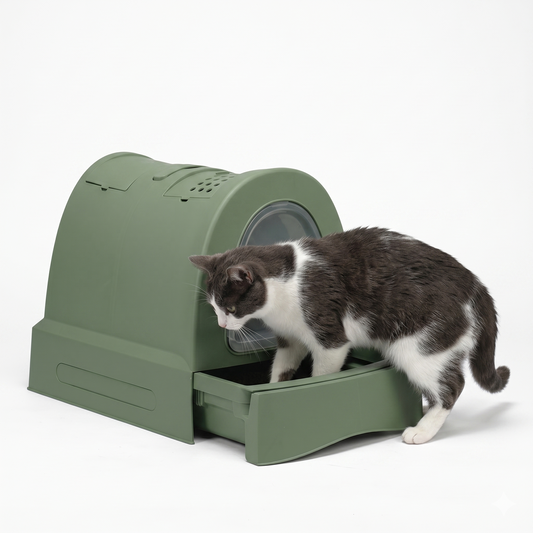 Imac Zuma Kattenbak Gerecycled Plastic met Schuiflade | Groen