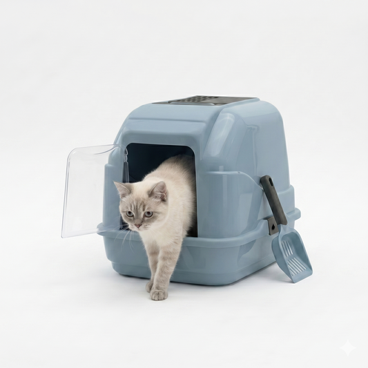 Imac Easy Cat Kattenbak Gerecycled Plastic met Deur | Blauw