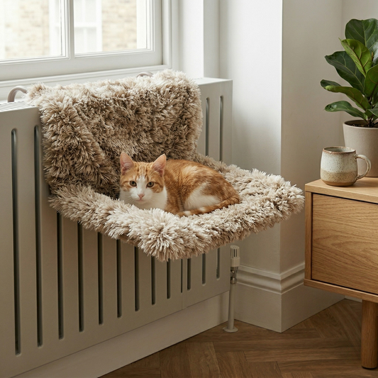 Croci Radiatorhangmat Katten Synthetisch Bont Metalen Frame | Beige Gemêleerd 47x30x25cm