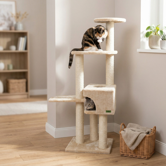Trixie Krabpaal Alicante Compact met Schuilplaats & 4 Ligplaatsen | Beige 45x45x142cm