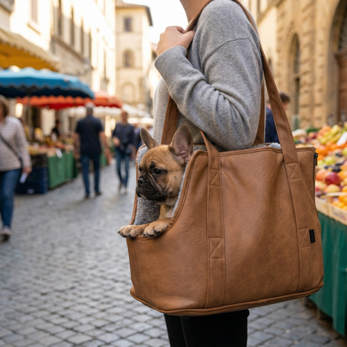 Trixie Hondentas Evelyn Kunstleer Draagtas Kleine Honden | Bruin/Grijs 40x20x30cm