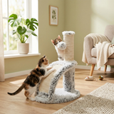 Trixie Junior Krabpaal Harvey Kitten met Massageborstel Jute & Pluche | Wit/Zwart 43cm