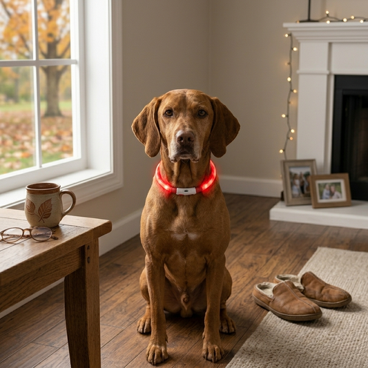 Trixie Flash Light Lichtgevende Halsband USB Oplaadbaar Spatwaterbestendig | Rood 70x1cm