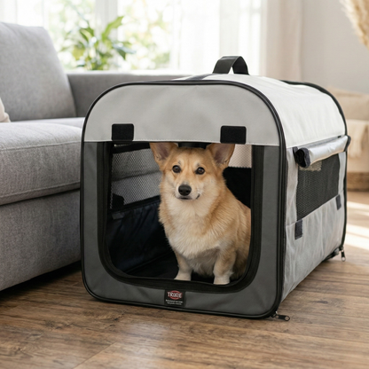 Trixie Reismand Opvouwbare Polyester Bench Hond & Kat met Transporttas | Grijs 55x65x80cm