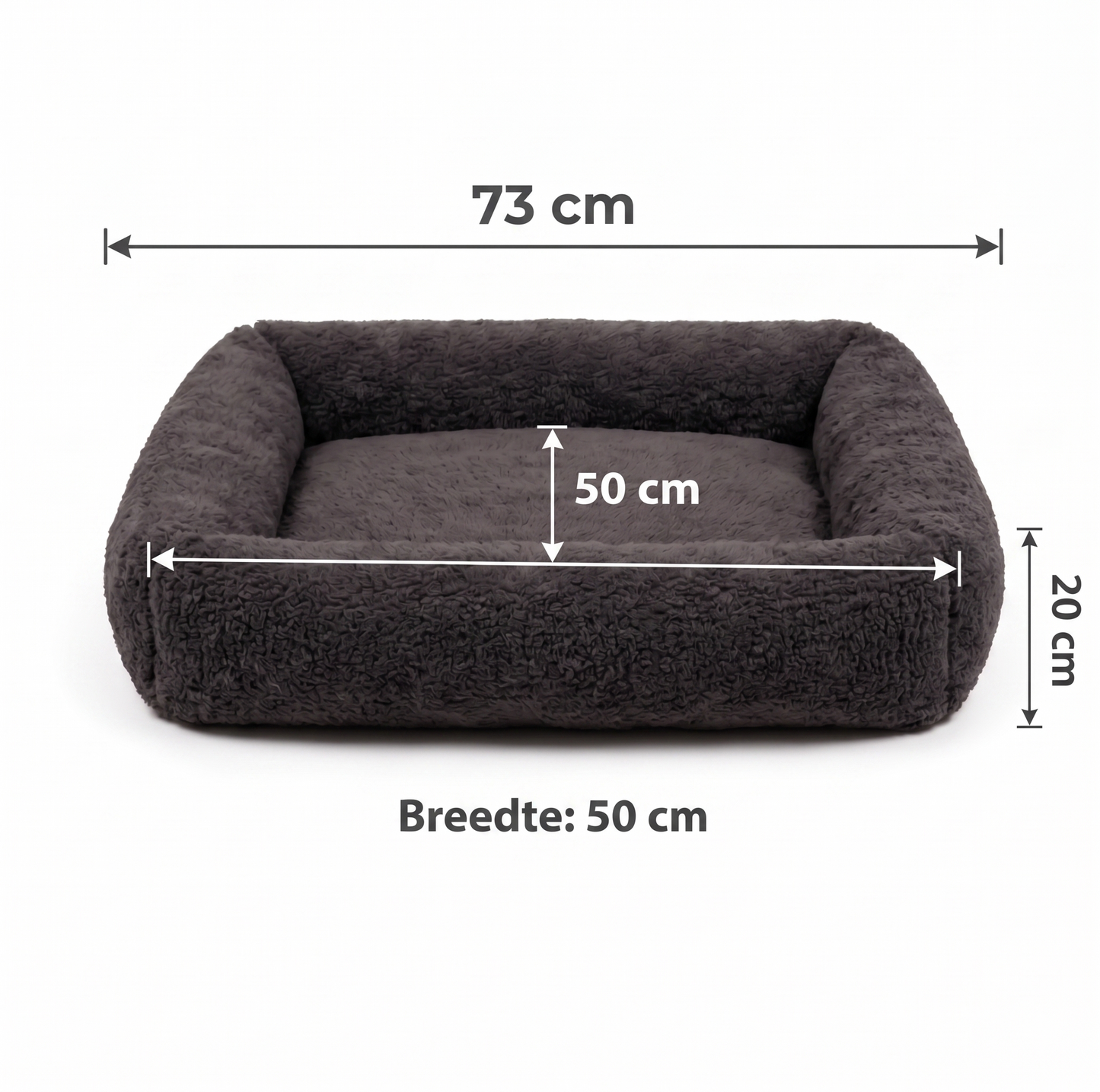 Bia Bed Fleece Hoes Matras Ligbed Antraciet/Grijs | 73x50cm