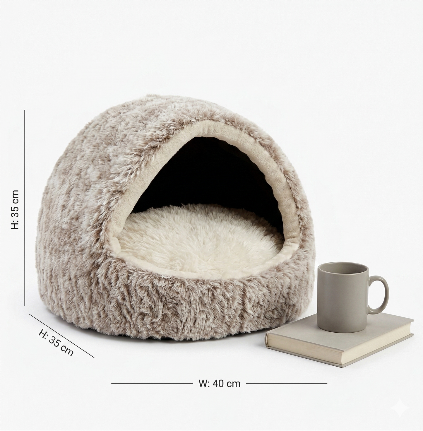 Croci Kattenmand Iglo Vormvrij met Afneembare Verstevigingsring | Beige/Wit Gemêleerd 50x35cm