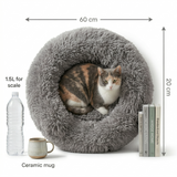 Croci Sofa Kattenmand Bicolor Rond Pluche met Wasbare Hoes | Beige 45x45x9cm