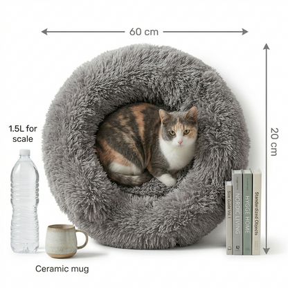Croci Sofa Kattenmand Bicolor Rond Pluche met Wasbare Hoes | Beige 45x45x9cm