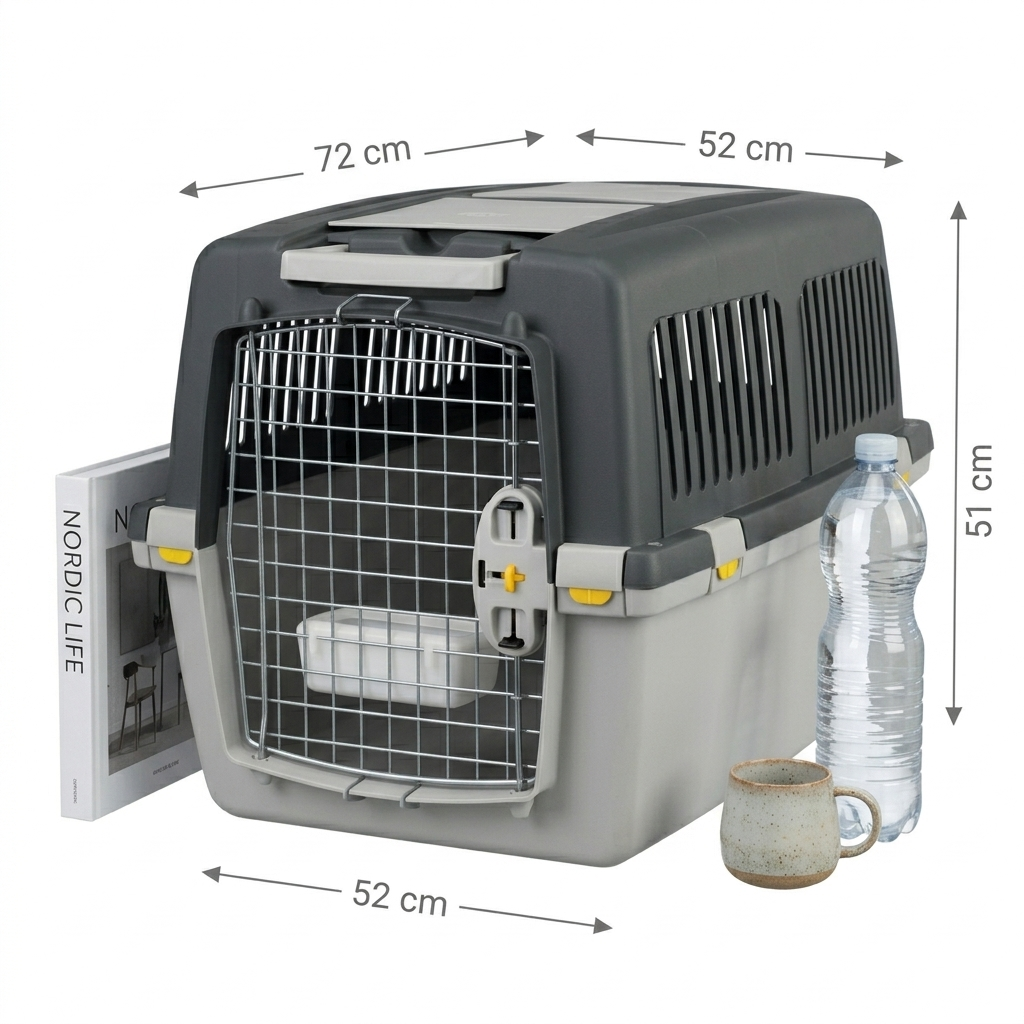 Trixie Transportbox Gulliver 4 IATA Vervoersbox Hond met Handvat | Lichtgrijs/Donkergrijs 72x52x51cm