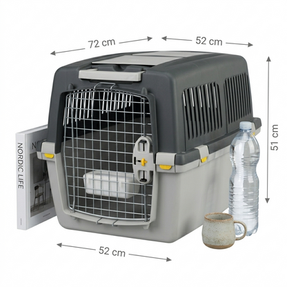 Trixie Transportbox Gulliver 4 IATA Vervoersbox Hond met Handvat | Lichtgrijs/Donkergrijs 72x52x51cm
