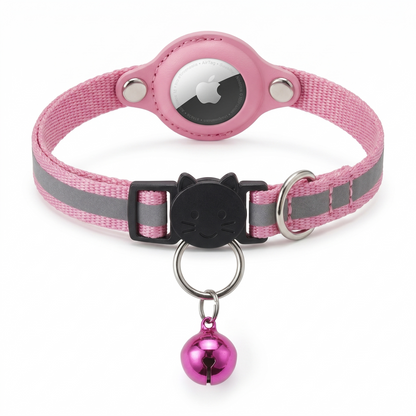 Croci Kattenhalsband met Airtag Houder Belletje & Veiligheidssluiting | Roze 19-26x1,5cm