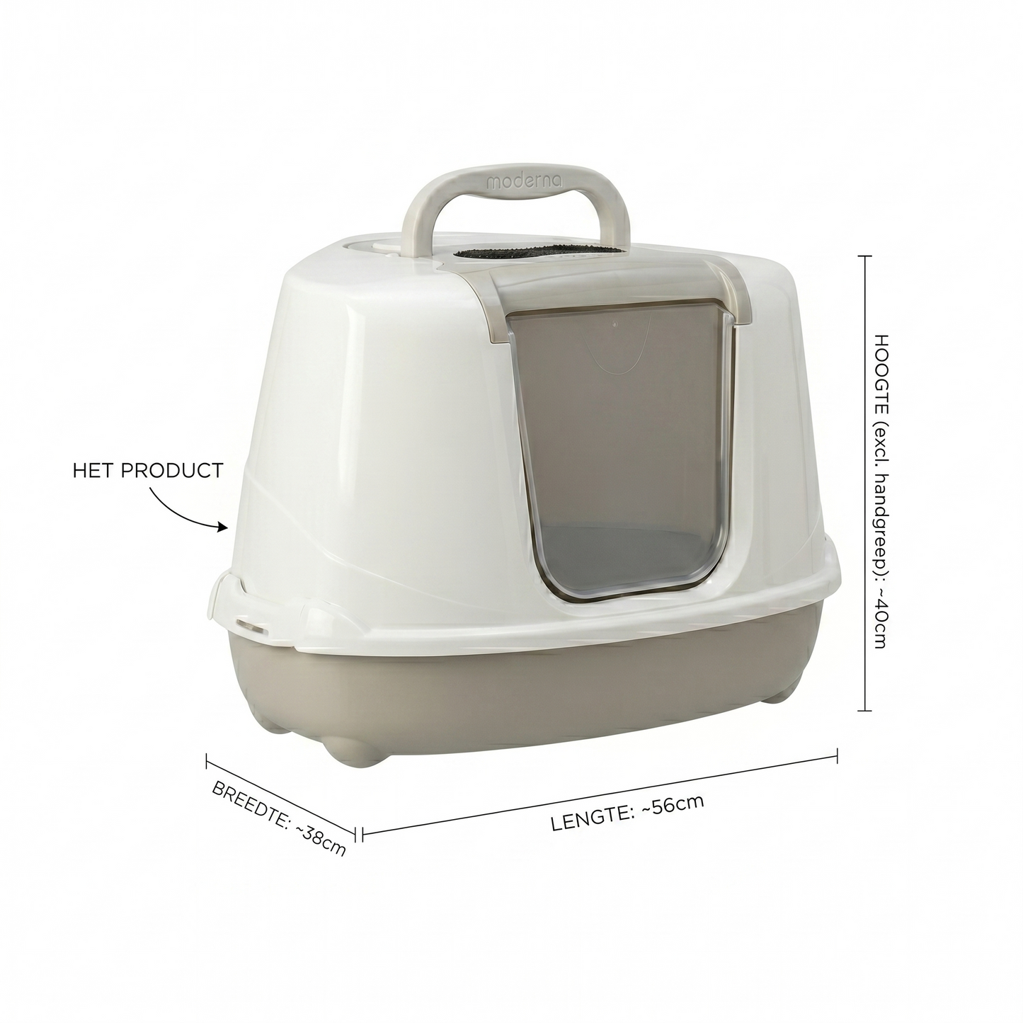 Moderna Jumbo Hoek Kattenbak met Klapdeurtje & Filter | Beige