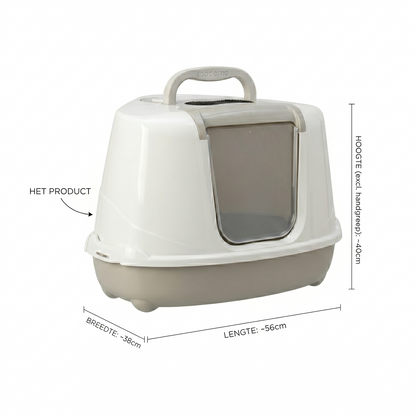 Moderna Jumbo Hoek Kattenbak met Klapdeurtje & Filter | Beige