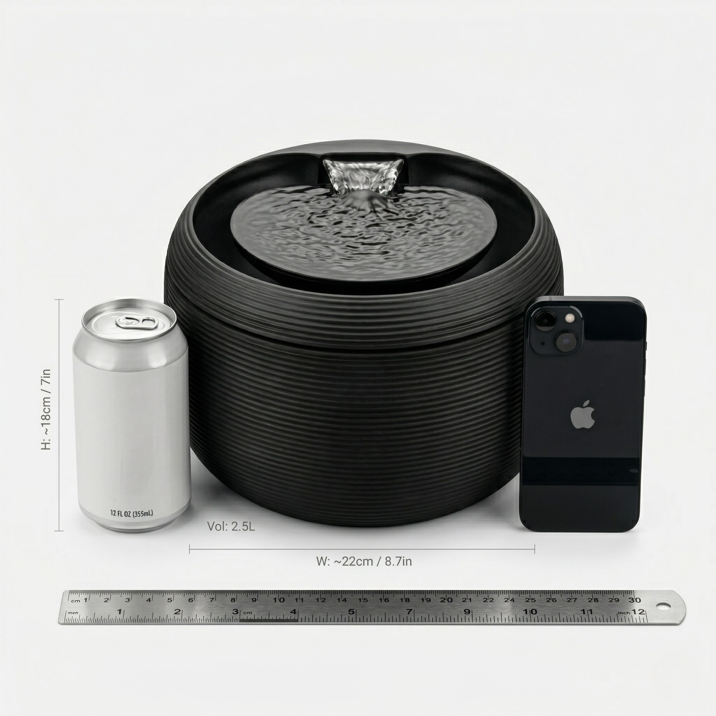 Martin Drinkfontein Kat & Kleine Hond met Filter en Circulatie | Zwart 2,5L
