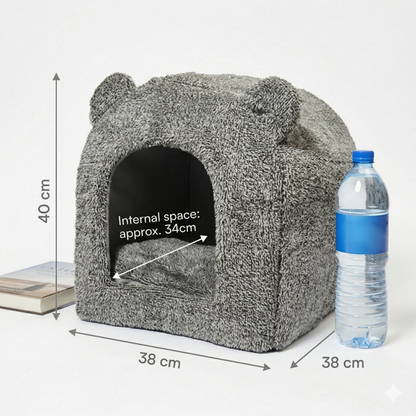 Rosewood 40 Winks Kattenmand Iglo Teddy Pluche met Antislip | Grijs 38x38x40cm