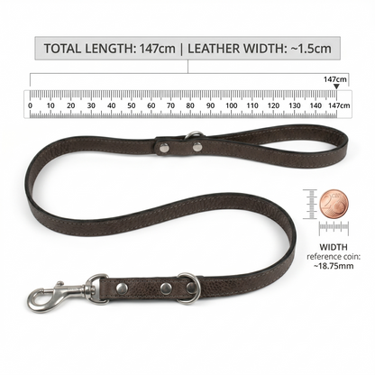 Sazzz Fearless Vintage Hondenriem Hoogwaardig Leer | Bruin 147x1,5cm
