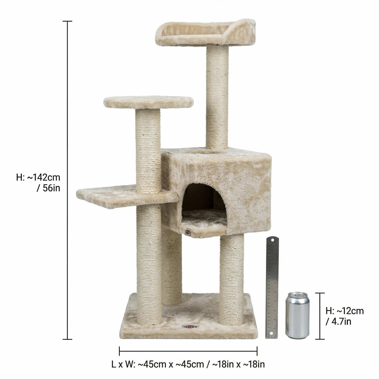 Trixie Krabpaal Alicante Compact met Schuilplaats & 4 Ligplaatsen | Beige 45x45x142cm