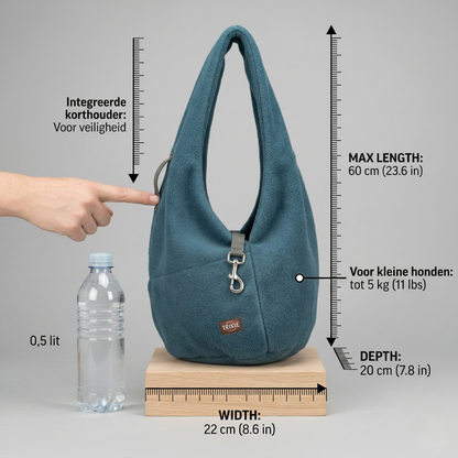 Trixie Buikdrager Sling Hondentas Kleine Honden met Korthouder | Blauw/Grijs 22x20x60cm