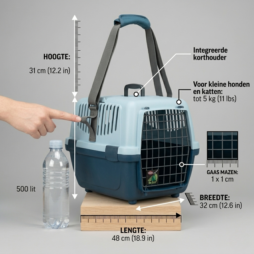 Trixie Reismand Capri Open Top Vervoersbox Hond & Kat met Rooster | Donkerblauw/Lichtblauw 61x40x38cm