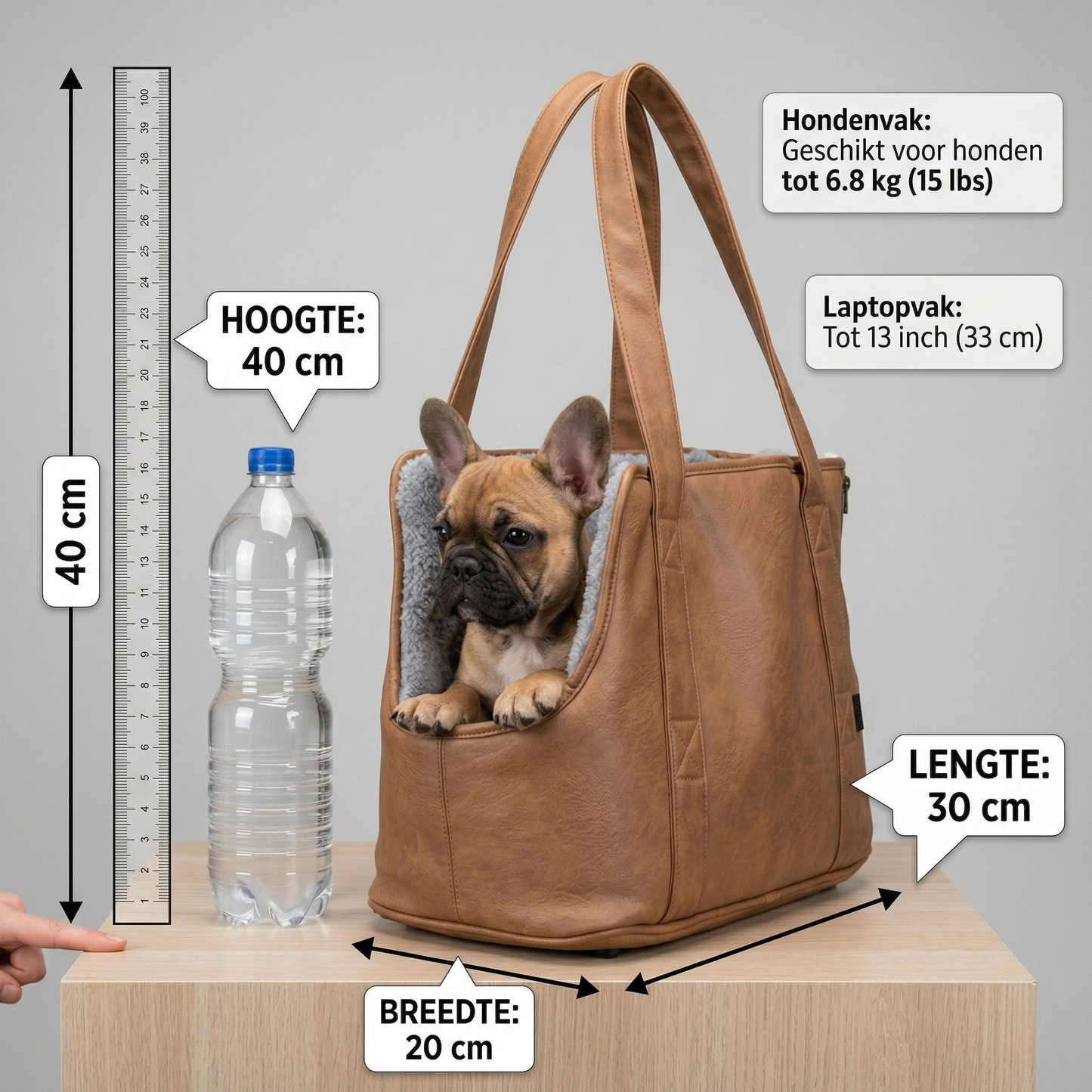 Trixie Hondentas Evelyn Kunstleer Draagtas Kleine Honden | Bruin/Grijs 40x20x30cm