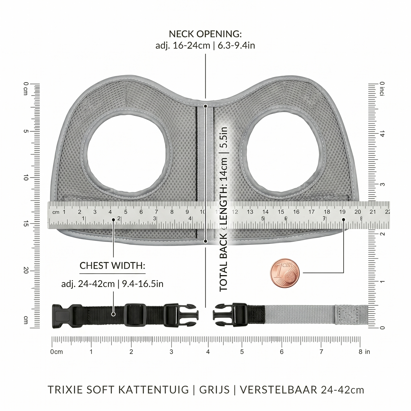 Trixie Soft Kattentuig Mesh met Reflecterende Stroken & Riem | Assorti 24-42cm
