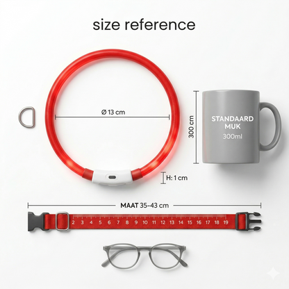Trixie Flash Light Lichtgevende Halsband USB Oplaadbaar Spatwaterbestendig | Rood 70x1cm