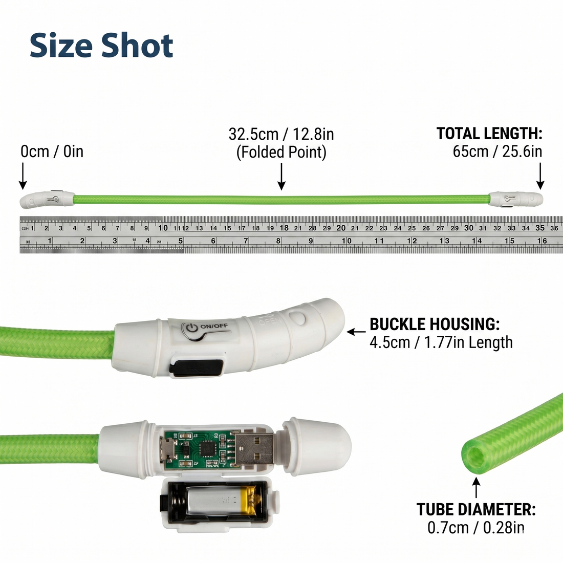 Trixie Flash Lichtgevende Halsband USB Oplaadbaar Reflecterend Hond | Groen 65x0,7cm