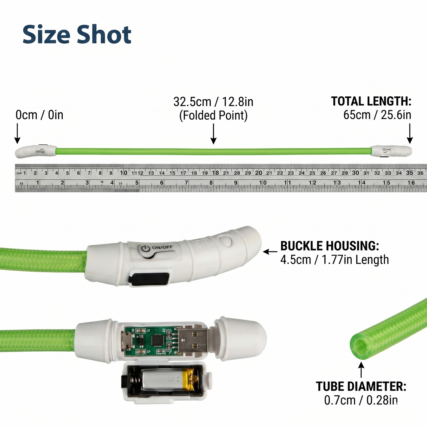 Trixie Flash Lichtgevende Halsband USB Oplaadbaar Reflecterend Hond | Groen 65x0,7cm