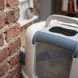Moderna Jumbo Hoek Kattenbak met Klapdeurtje & Filter | Beige