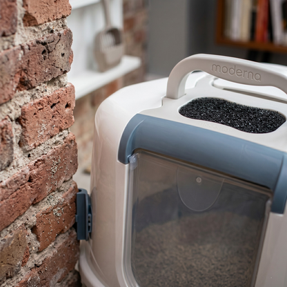 Moderna Jumbo Hoek Kattenbak met Klapdeurtje & Filter | Beige